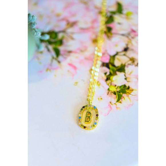 NEW 123 AMORE mi amor dipped initial necklace in gold - Picture 3 of 8